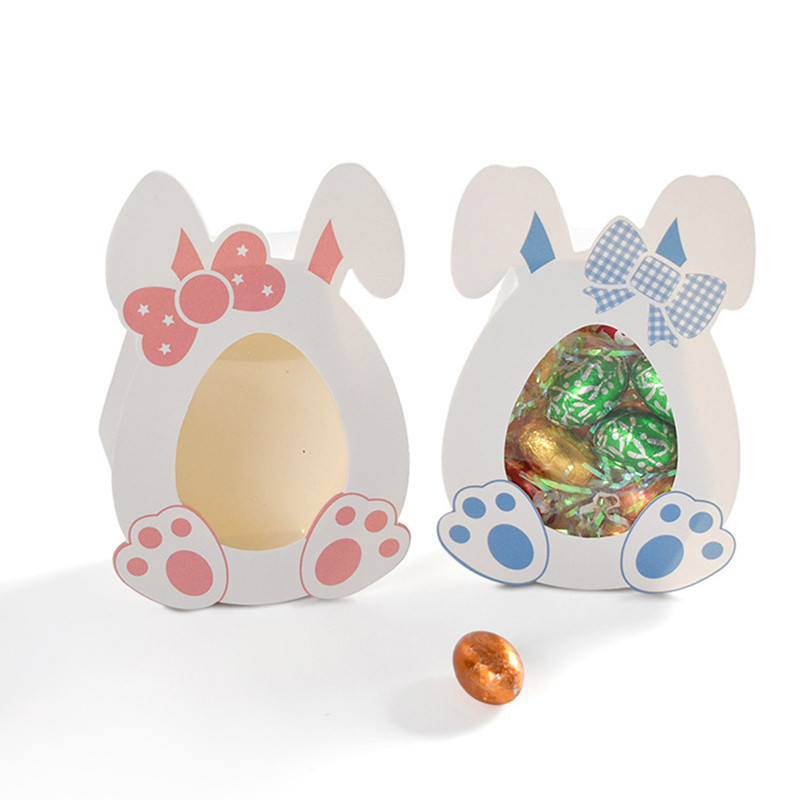 

5Pcs 2025 Easter Gift Box Cute Rabbit Eggs Candy Snack DIY Packaging Boxes Party Favors Supplies Happy Easter Decorations
