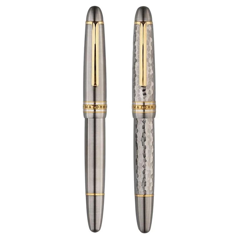

MAJOHN Titanium Alloy Ti-136 Piston Pen Metal Brushed Anti-slip Hammer Pattern Version EF/F Fountain Pen Writing Gift Pen
