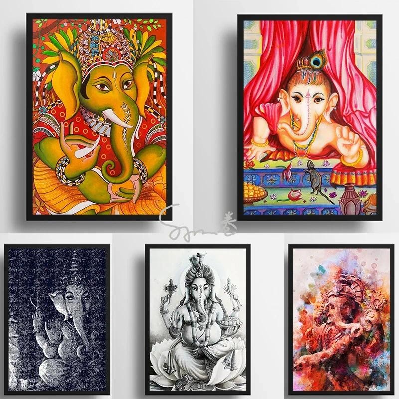 

Ganesha Painting Poster Canvas Printing Ganesha Thai Deities Wall Art Picture Thai Famil Home Room Wall Decoration Ganesha Decor