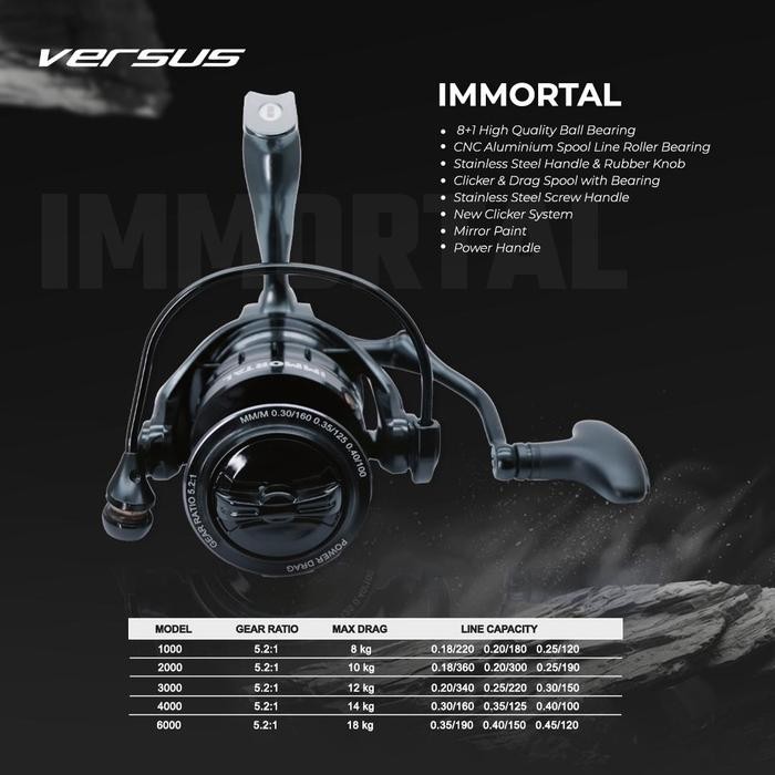 VERSUS Reel Pancing Power Handle Versus Immortal 8+1 High Quality Ball Bearing - 1000