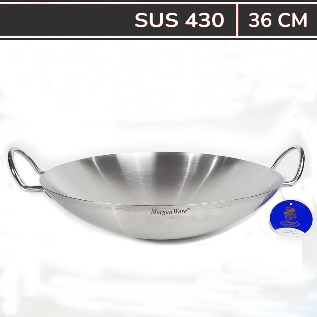 Bima Wajan Wok Stainless 36cm Kuali / Penggorengan Stainless Steel SUS 430 - MorganWare