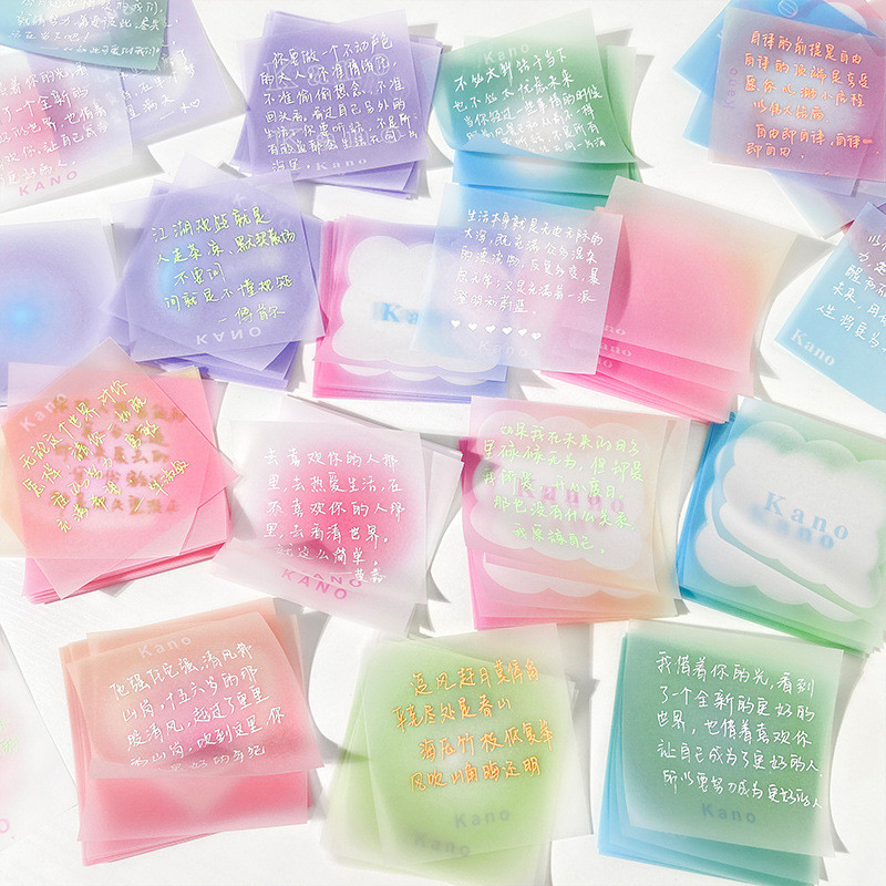 

50sheet/book Gradient Memo Pad Transparent Colorful Non-sticky Note American Candy Color Notepad scrapbook paper Student