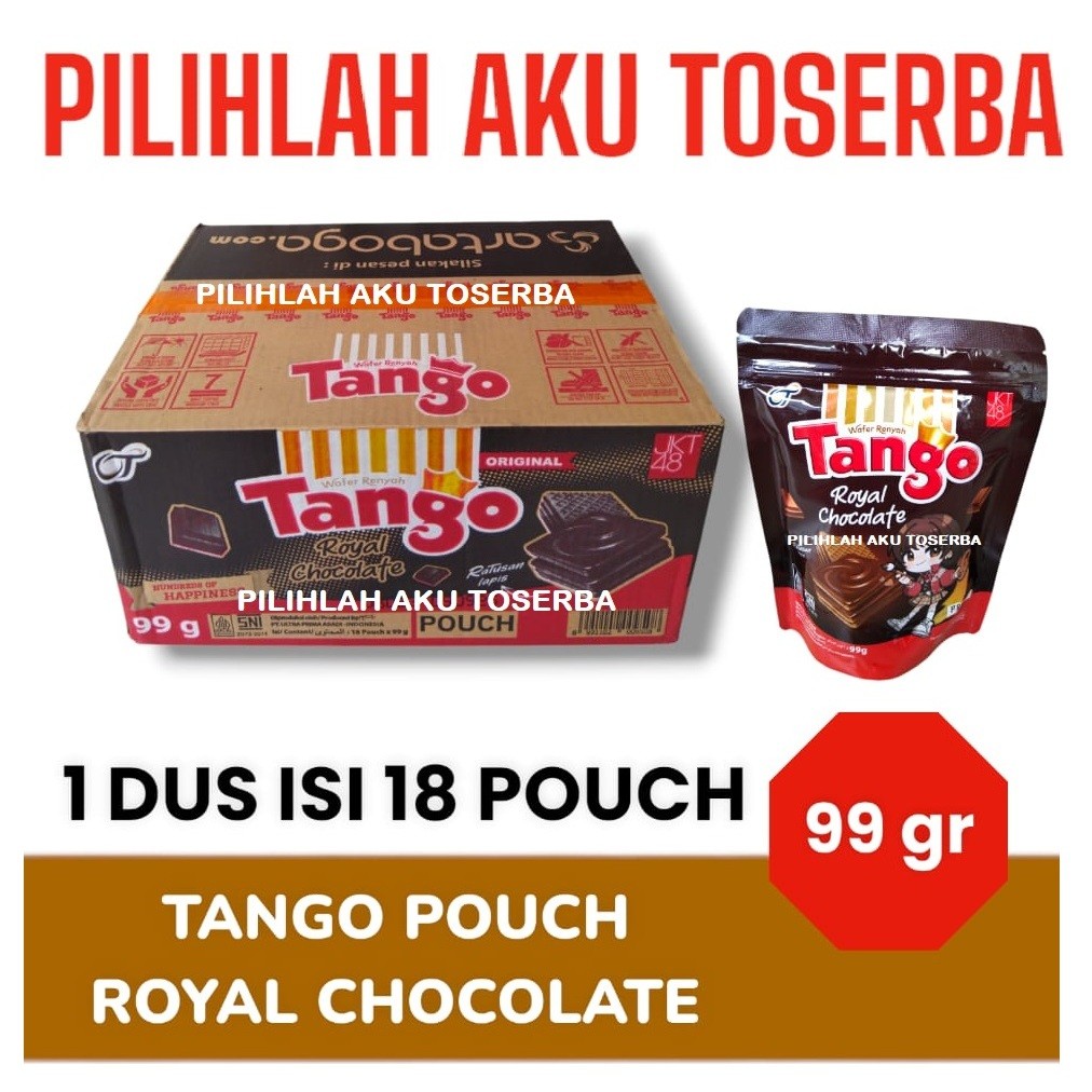 

WAFER TANGO POUCH CHOCOLATE 99 gr - (HARGA 1 DUS ISI 18 POUCH)