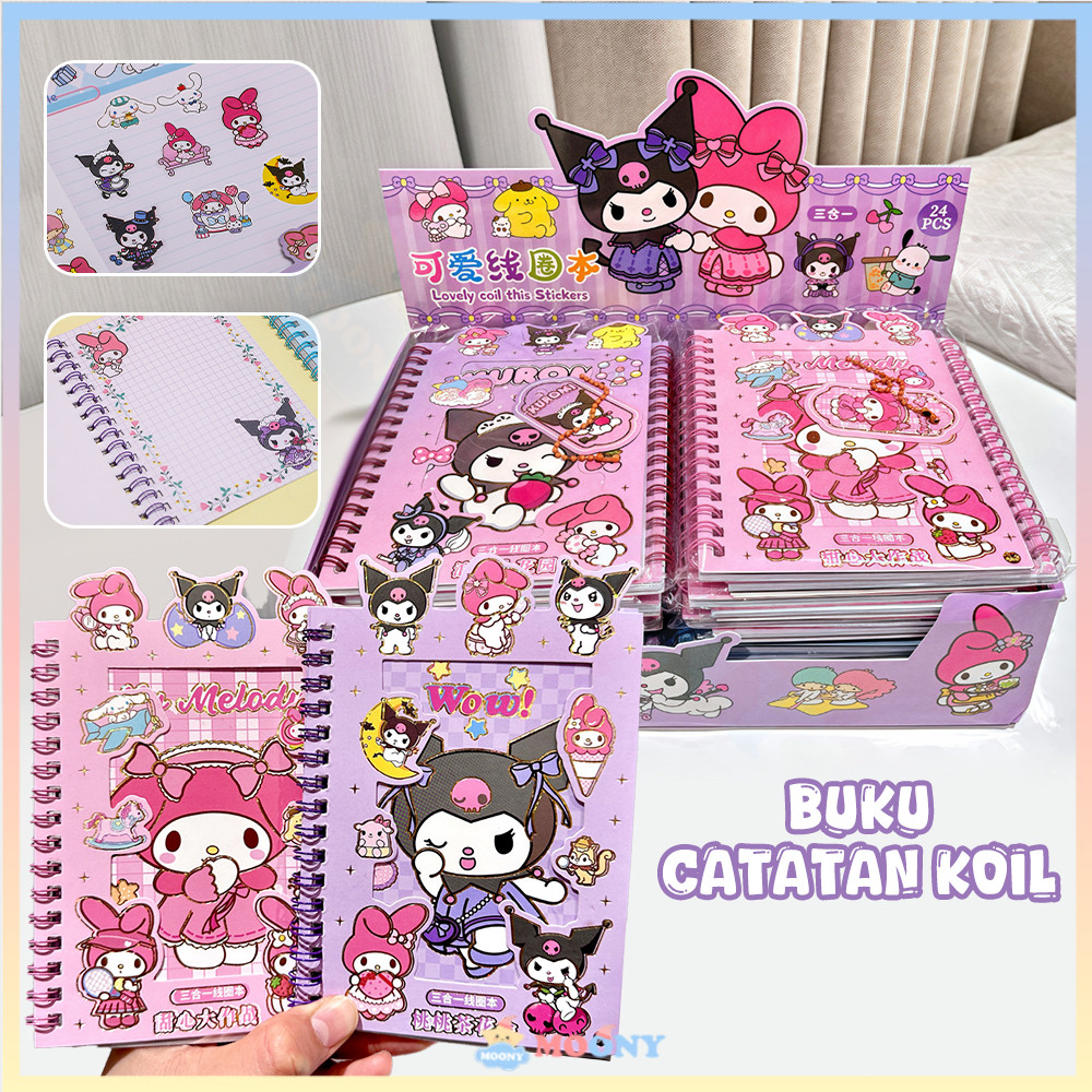 

Moony DIY Stiker Buku Catatan Karakter Kartun Note Book Ring Quicksand