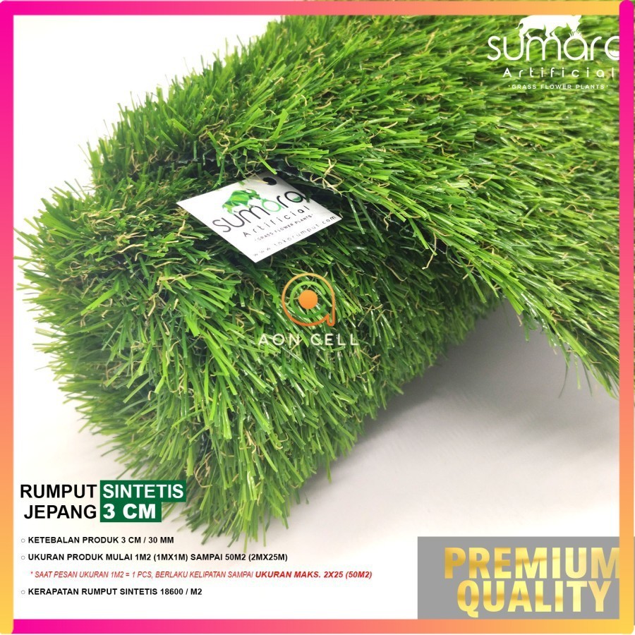 Rumput Sintetis Rumput Plastik Rumput Palsu Jepang 3 cm 1x1m Dekorasi
