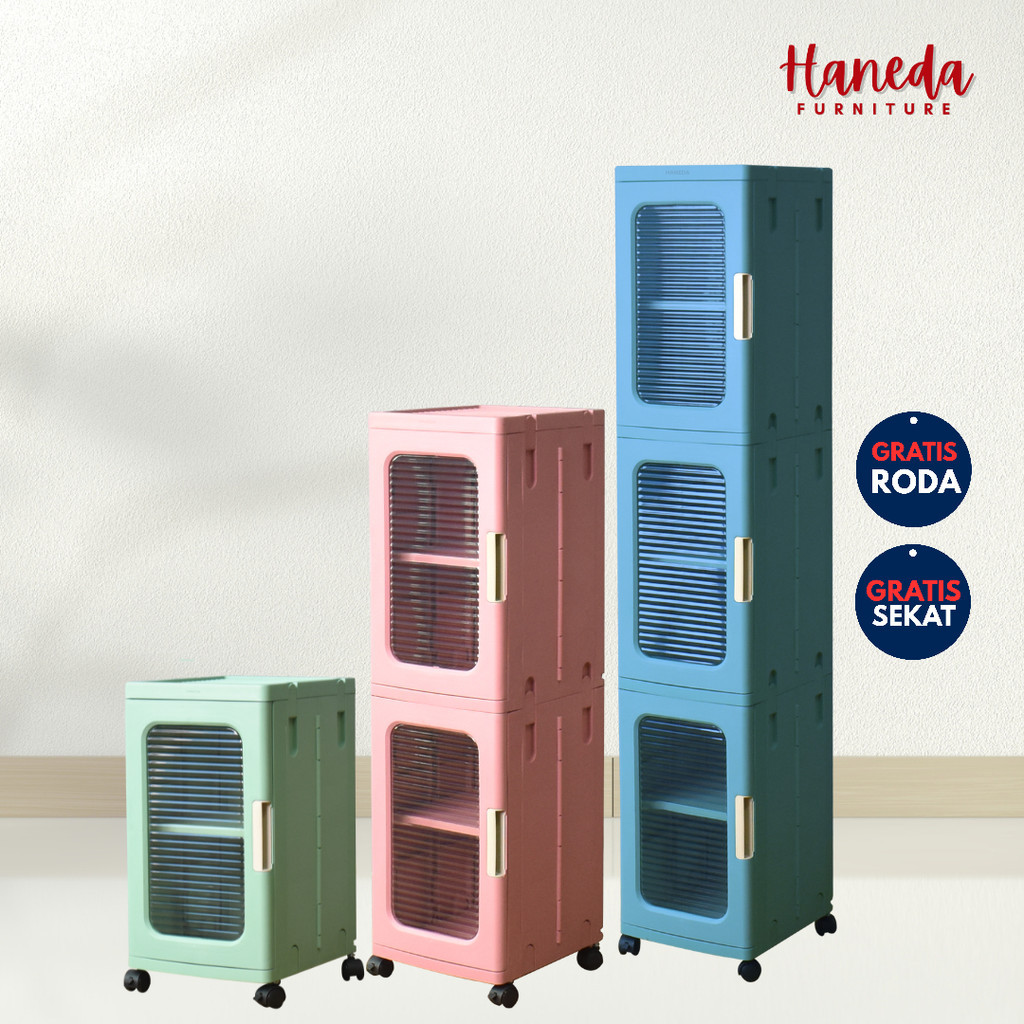HANEDA | Lemari Leora lemari portable lemari lipat lemari pakaian lemari susun lemari plastik RODA