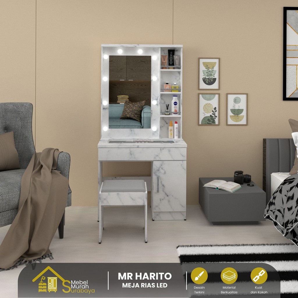 Meja Rias Lampu Series Harito Meja Rias Marble Termurah Surabaya Meja Rias LED Meja Rias Minimalis I