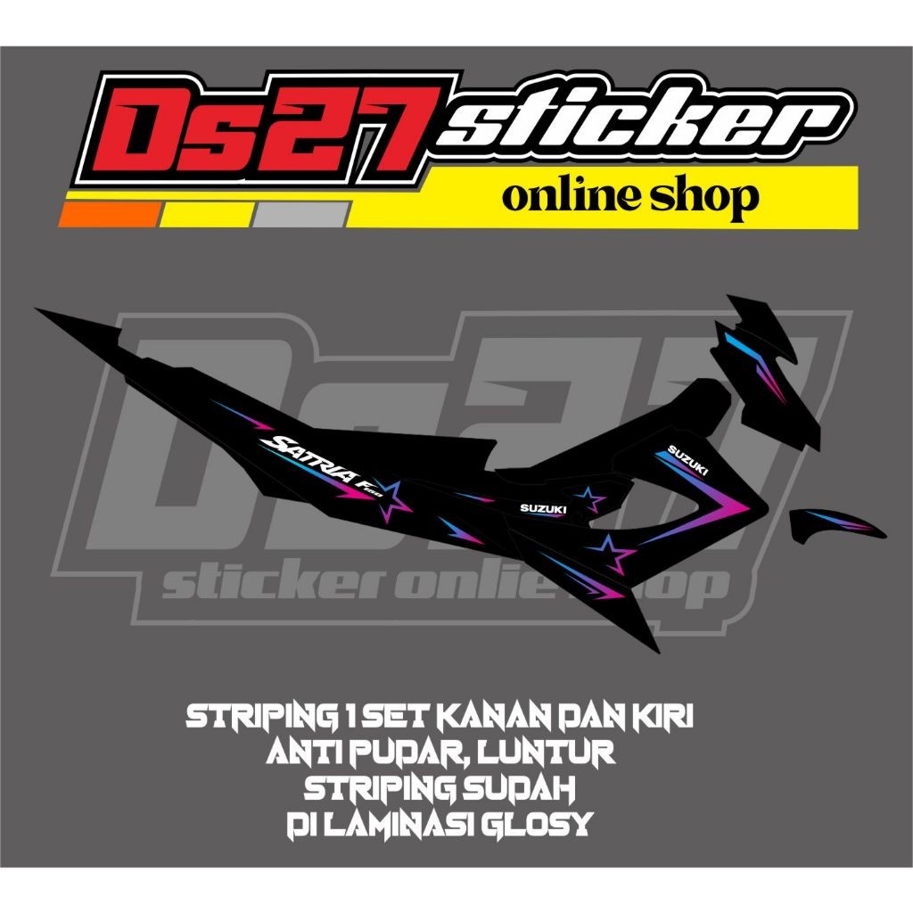 Striping Motor Variasi Satria Fu Facelift Motif Bintang Twotone