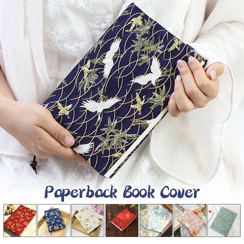

A5 Printed Linen Book Cover Protector Sleeve for Softcover Novels Detachable Floral Design Cloth Dustproof Gift for Book Lovers
