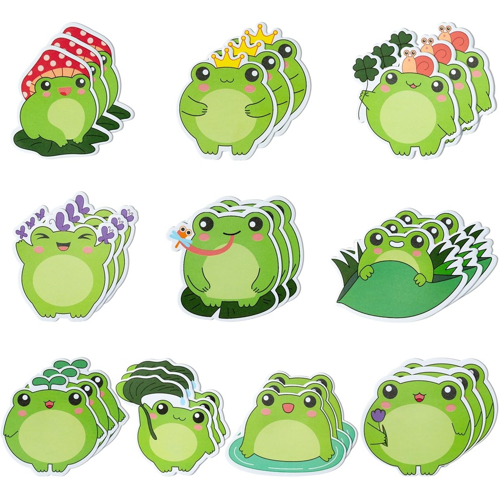 

10 Pcs Frog Sticky Notes, Total 200 Sheets, Cute Cartoon Frog Self Sticky Notepads Writing Memo Pads Animal Page Marker for Offi