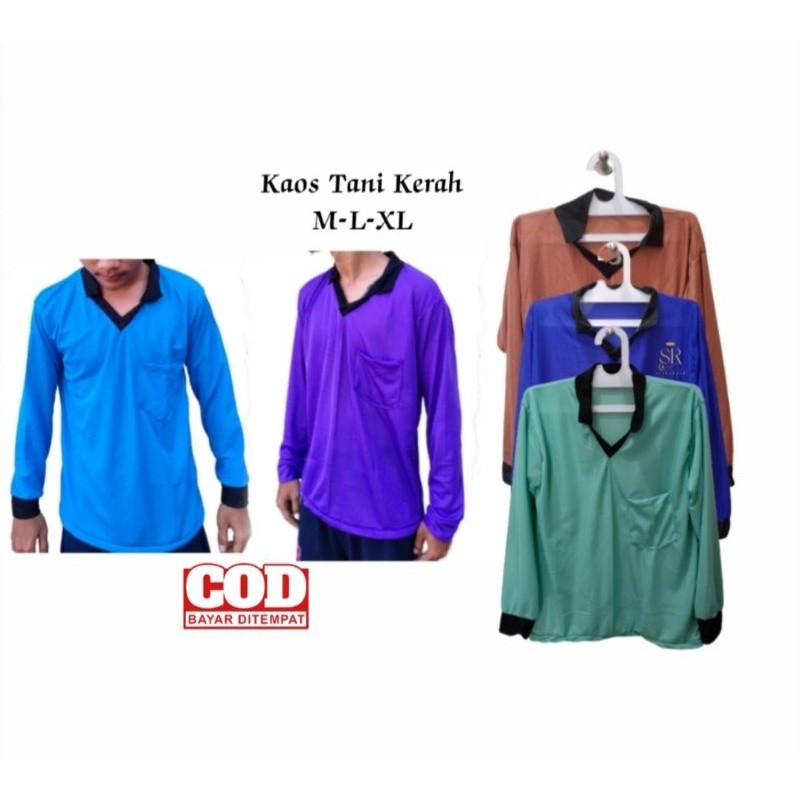 VGB Kaos Tani Kerah Lengan Panjang | Kaos Sawah | Kaos Proyek Bangunan
