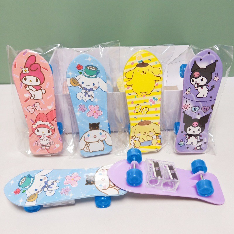 

12/24pcs Sanrio Scooter Pencil Sharpeners Kuromi Cinnamoroll Melody Kids Double Hole Pencil Sharpener Stationery School Supplies