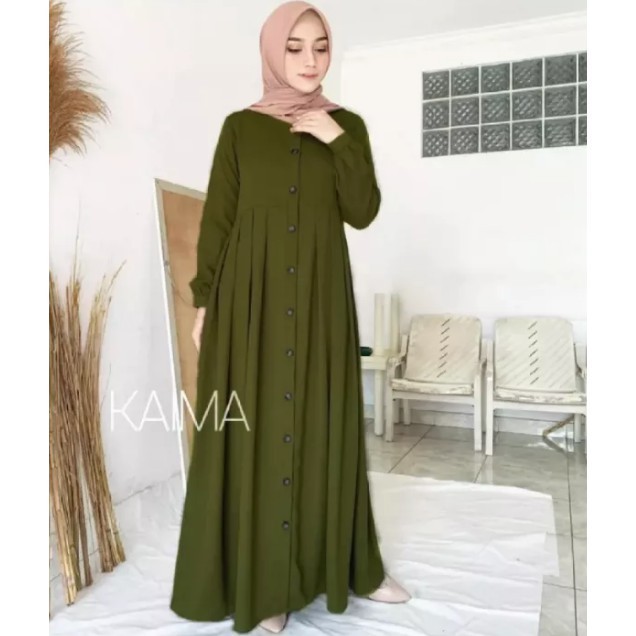 Gamis Kaima Rinjani Kancing Rempel Busui Friendly - Hitam