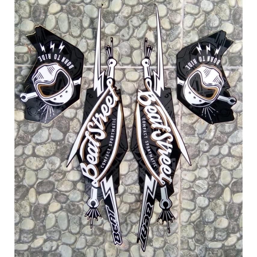 stiker striping honda beat street 2017 hitam