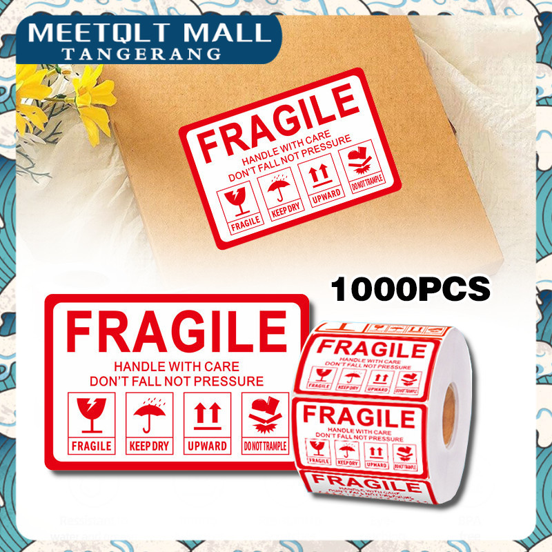 

60 x 40 mm Stiker Pengiriman Sticker Fragile Label Wajib 1000 PCS 1 Roll Sticker Handle With Care Don'T Fall Not Pressure