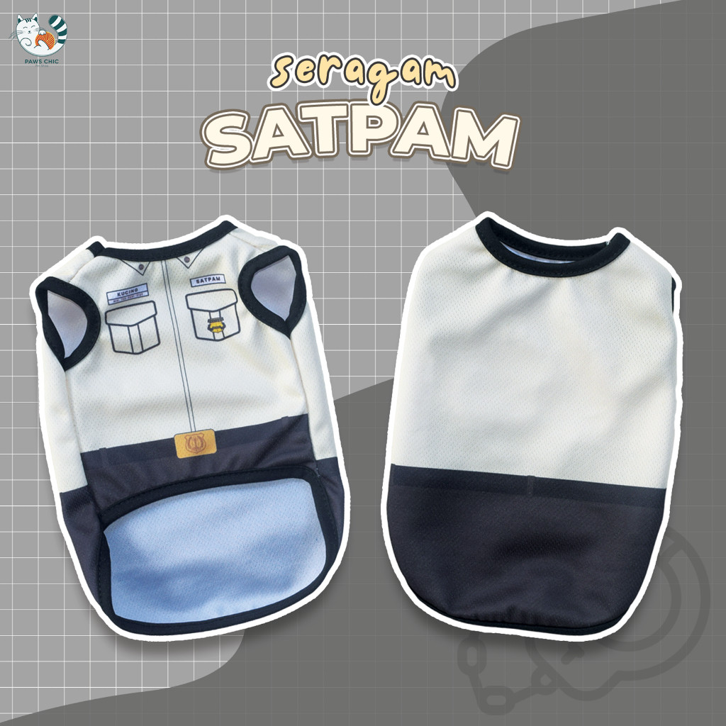 Baju Kucing Anjing Size Jumbo Seragam Satpam Kuning Lucu Murah untuk Kucing Anjing Kelinci Monyet An