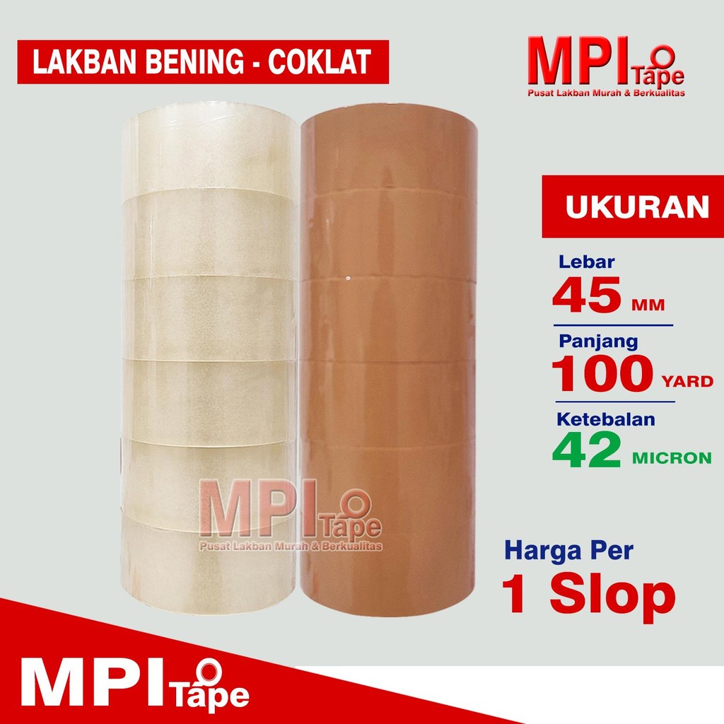 

1 Slop - Lakban Coklat - Bening Ekonomis 45 mm x 100 Yard - Lakban Packing - MPI