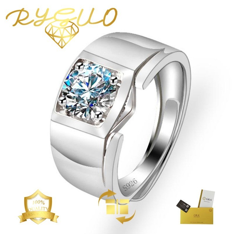 RYGUO Cincin Pria Moissanite Terlaris