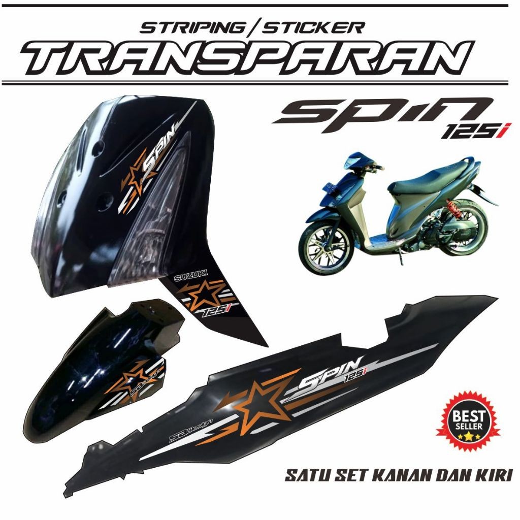 Striping Transparan Motor Spin 2009 Sticker Bintang Keren BAHAN TRANSFARAN UV