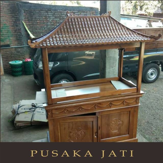 Bufet Aquarium Kayu Jati Ukir Joglo  Meja Nakas Serbaguna pusaka jati