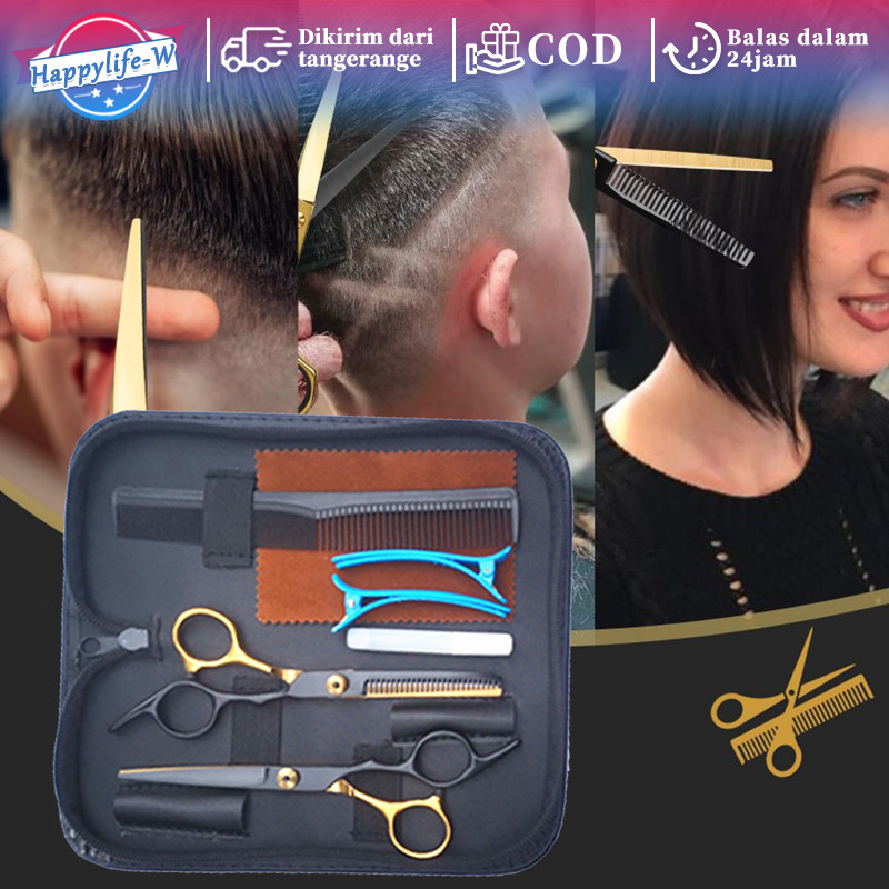 1set Gunting Rambut Peralatan Set Gunting Rambut Salon Profesional