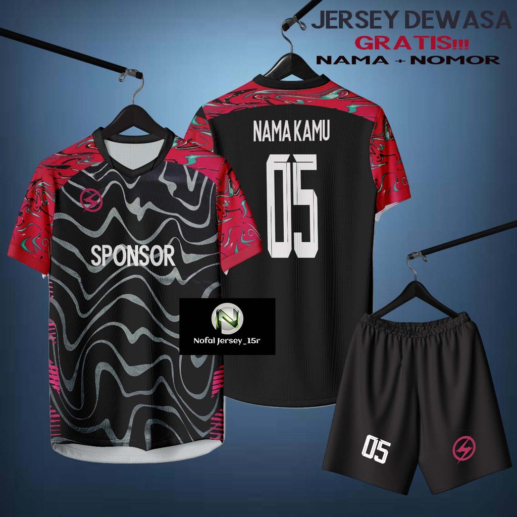 Baju Bola Jersey Futsal Pria Wanita Sablon Nama + Nomer +Logo