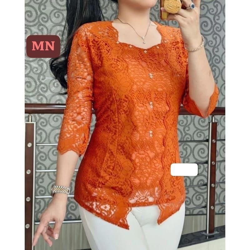 ST  MF Blouse Renda Kebaya Kartini Atasan Brokat Tangan Lurus