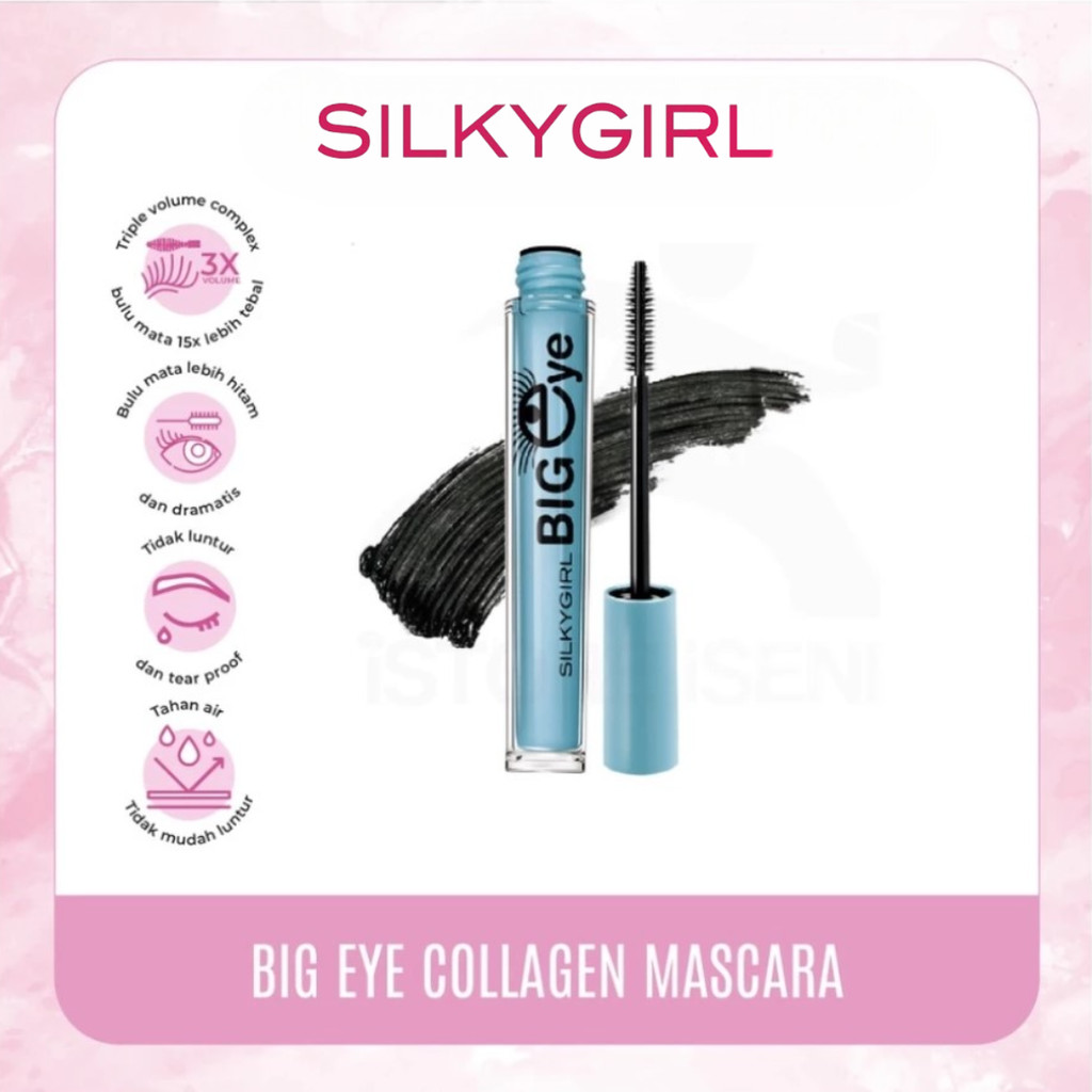 SILKY GIRL Big Eye Collagen Waterproof Mascara Blackest Black - Make Up Kosmetik Maskara Waterproof 