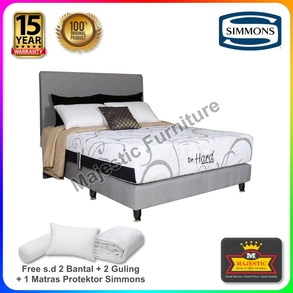 Set Spring Bed Simmons Dr. Hard - Porto (Bonus Bantal + Guling + Matras Protektor) - 90/100/120/140/