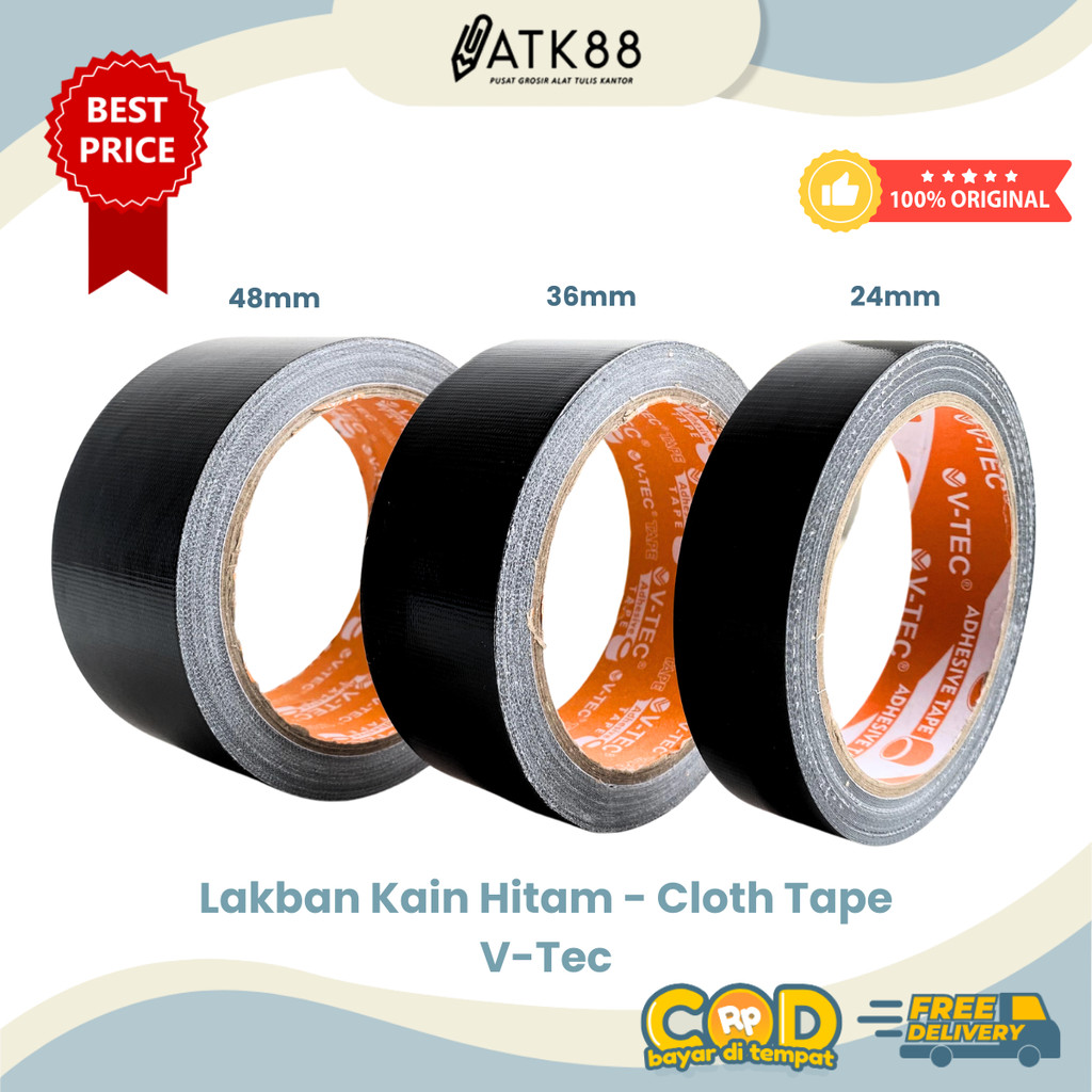 

[ATK88] Lakban Kain Hitam 24mm / 36mm / 48mm - Cloth Tape V-Tec