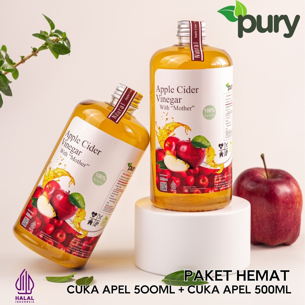 

Cuka Apel 500ml Organik HALAL Exp 2026 / Cuka apel asli original Cuka apel vinegar with mother premium organik