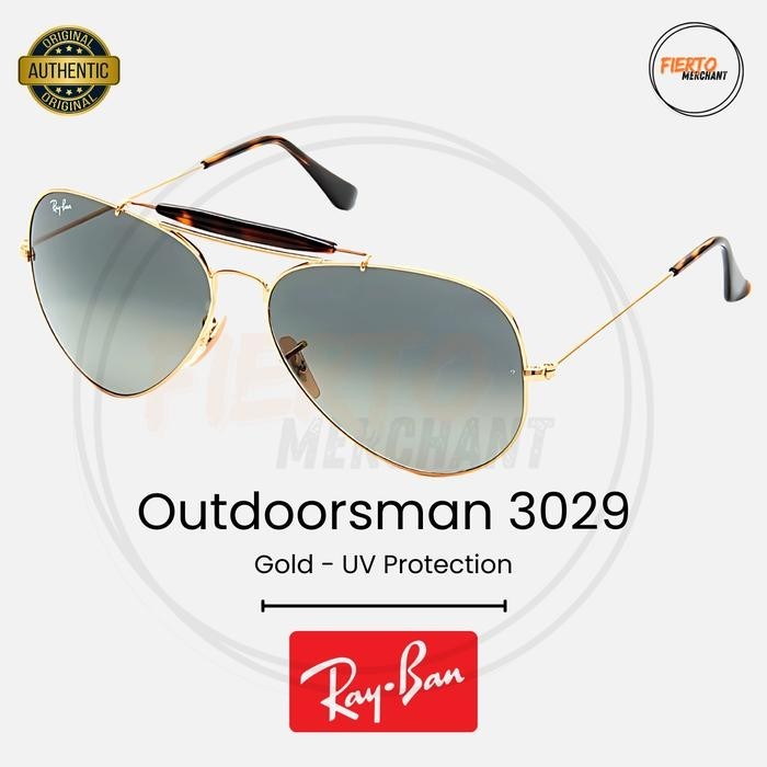 Kacamata Rayban 3029 Outdoorsman II Ori/Original Gold Lens Gradient Sunglasses Anti UV Protection