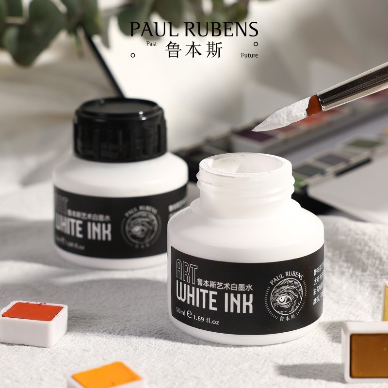 

Paul Rubens Cartoonist White Ink 50 Ml for Dip Pen, Brush, Art Lettering, Highly Opaque White Ink for Highlights and Corrections