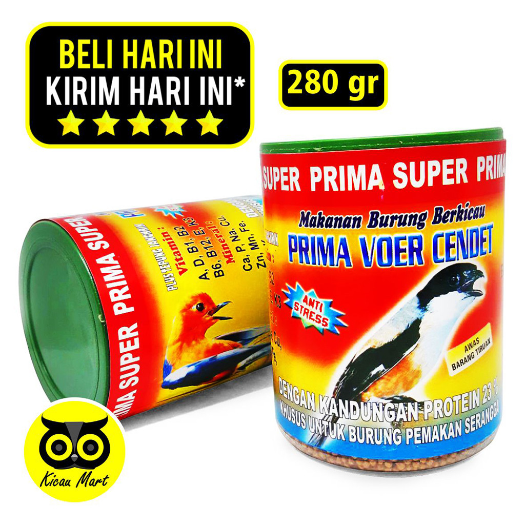 KICAU MART PAKAN SUPER PRIMA VOER CENDET TOPLES PUR MAKANAN HARIAN BURUNG MURAI KACER PUNGLOR PRENJA