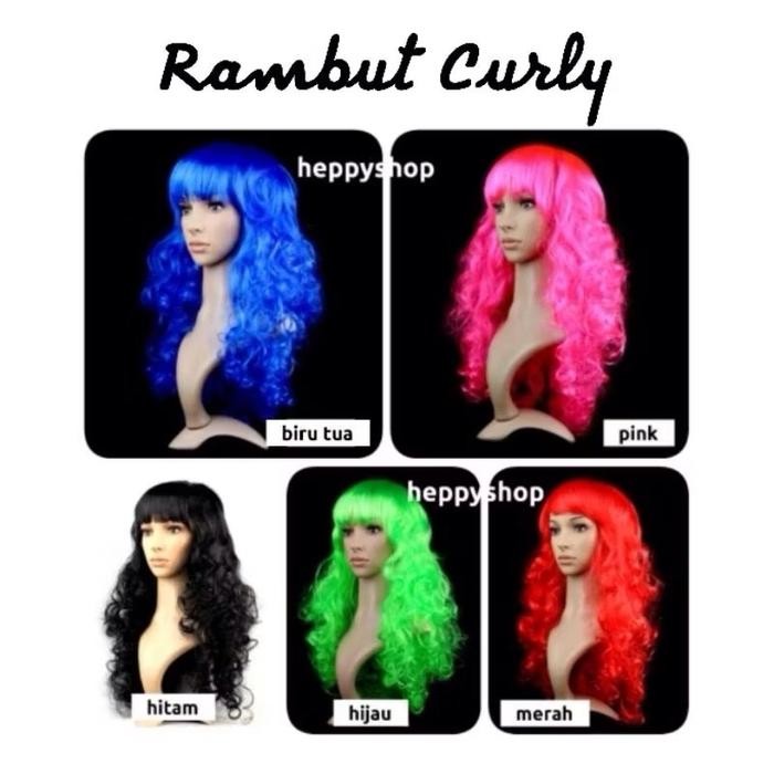 ￼Rambut Palsu Panjang Warna Wig Cosplay - Lurus merah