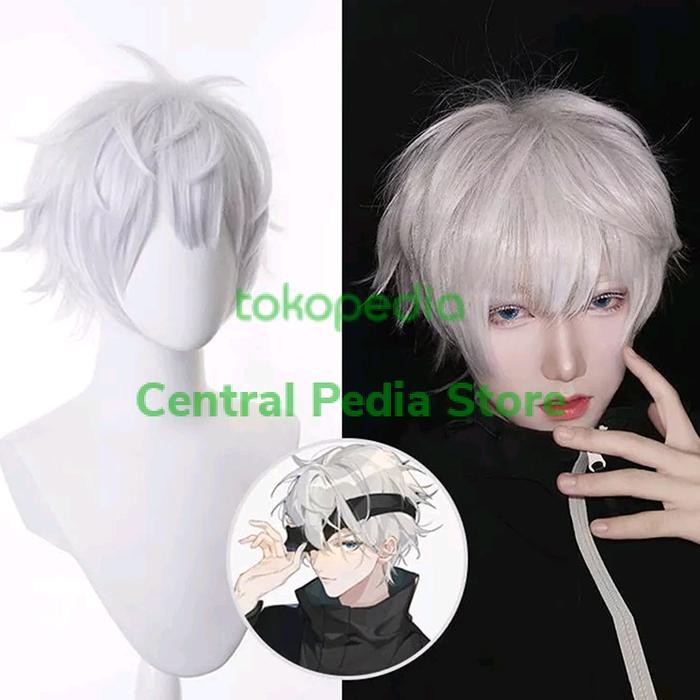 Cosplay Wig Hadiah Pesta/Wig Pendek Anime Jujutsu Kaisen Gojo Satoru