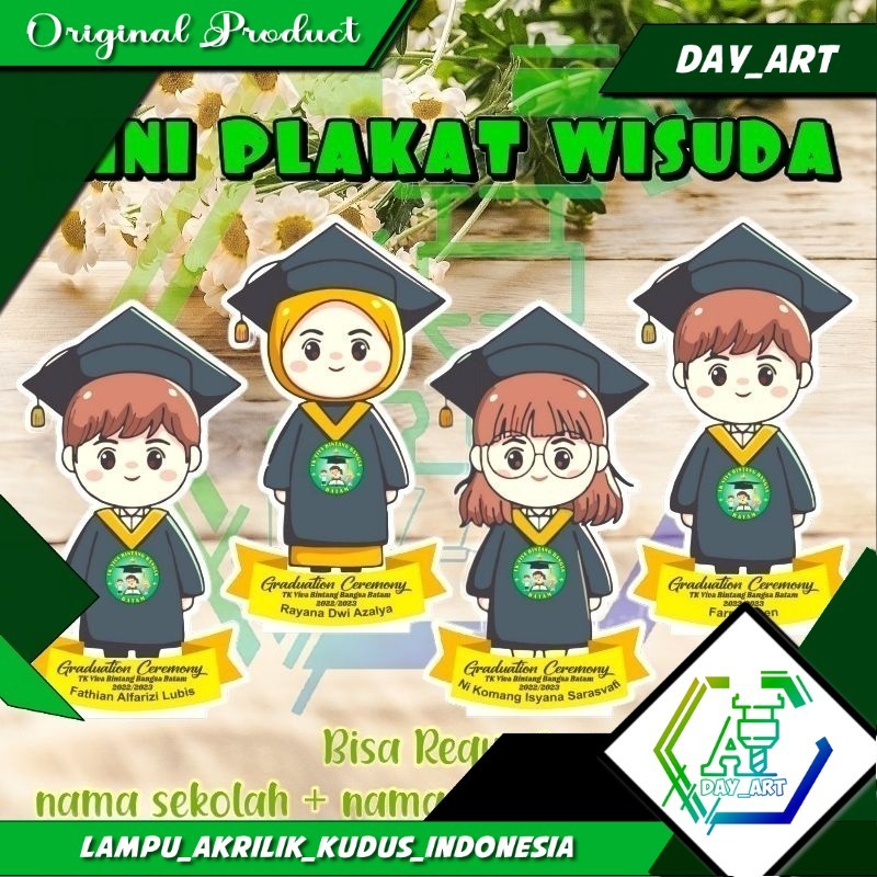 Mini Plakat Akrilik Wisuda / Plakat wisuda anak TK / PAUD / SD