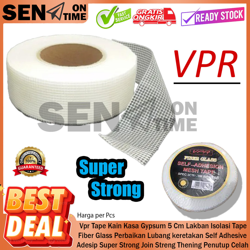 

Vpr Tape Kain Kasa Gypsum Lebar 5 Cm Lakban Isolasi Fiber Glass Perbaikan Lubang keretakan Self Adhesive Adesip Super Strong Joint Streng Thening Penutup Celah Gap Sambungan For Dry Wall AYD Repairing Crack
