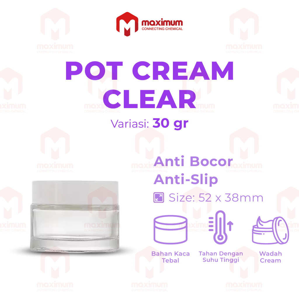 POT CREAM CLEAR 30ML / BOTOL POT CREAM BENING 30ML / POT GLASS 30ML CLEAR