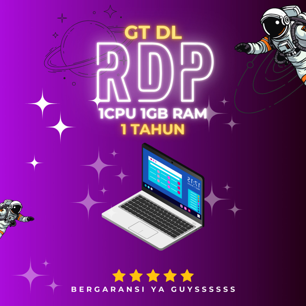 RDP 1 TAHUN SPEK 1/1 ADA GARANSI - BISA FULL 1 TAHUN - 1 PANEL 1 USER