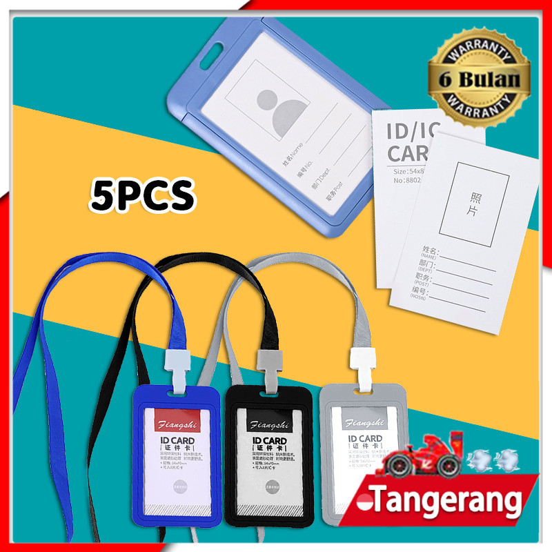 

5pcs Tempat ID Card Plastik +tali / Papan Name Tag / Dual Side Transparan 11*7cm