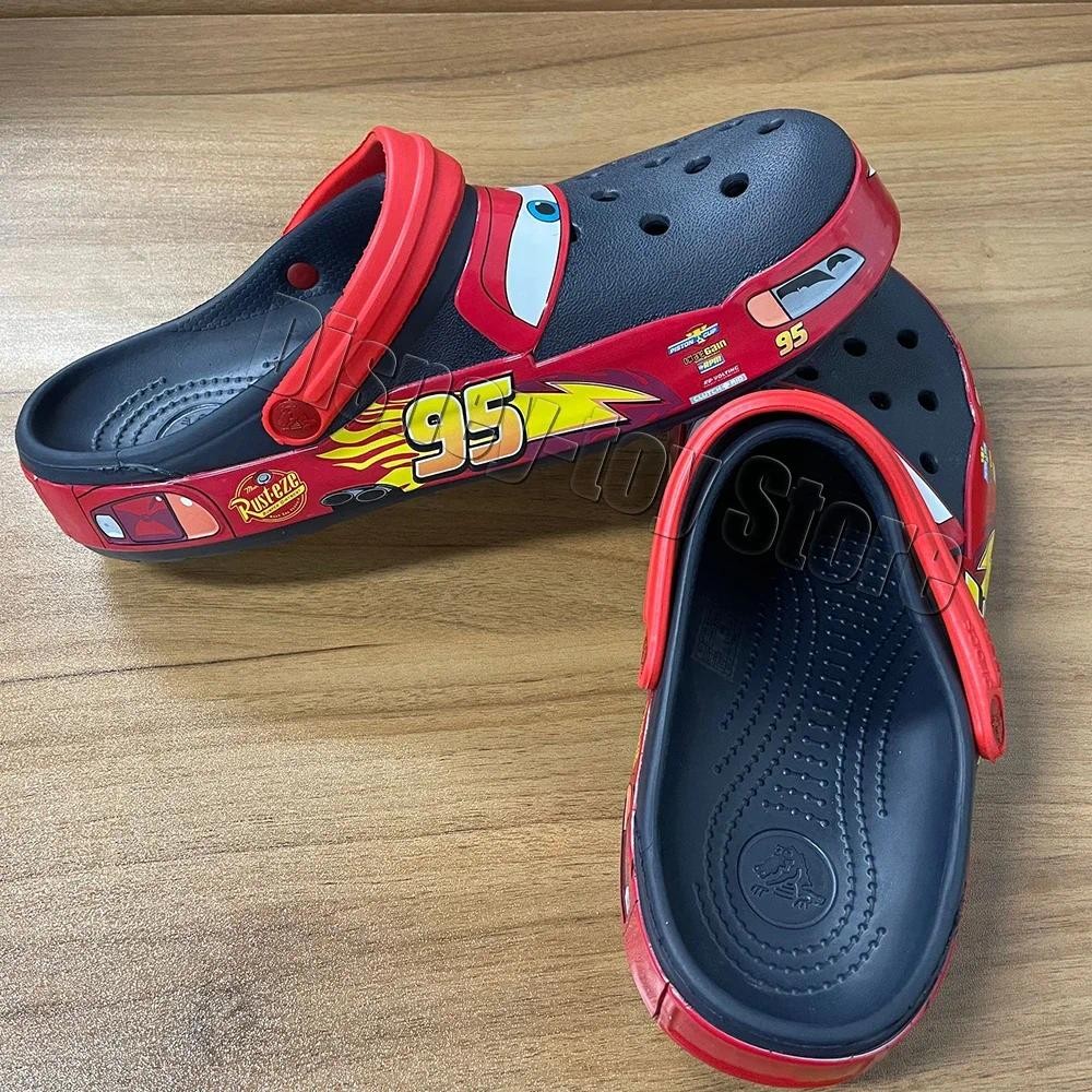 Disney Mcqueens Pixar Cars Cartoon Solid Waterproof Slippers Outdoor Sandals Casual Breathable Ankle