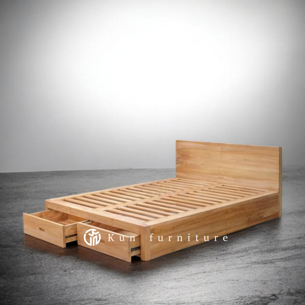 Tempat Tidur Dipan Minimalis Laci Depan Kayu Jati Jepara – Ukuran 90x200 cm