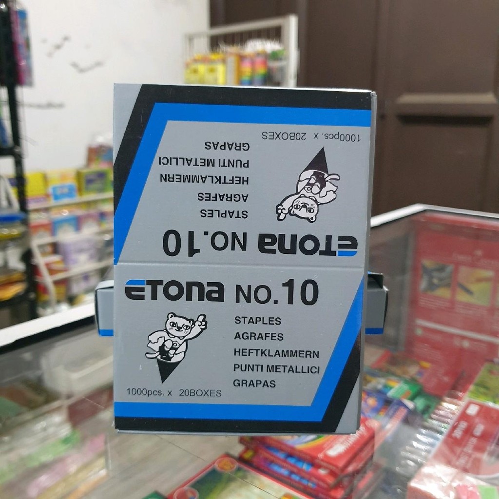 

1 box kecil Atom ETONA NO.10 isi stapler
