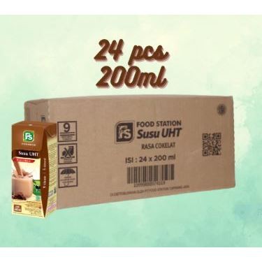 

PROMO TERMURAH EXP TERUPDATE 2026 SUSU UHT FOOD STATION FULL CREAM COKELAT @200ML×24Pcs