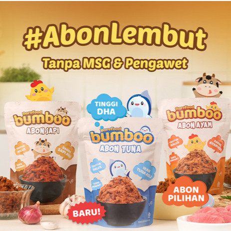 

BUMBOO Abon Asli - Tekstur Lembut MPASI Si Kecil - Sumber Protein - Tanpa MSG - Tanpa Pengawet | Abon Sapi | Abon Ayam | Abon Ikan Tuna