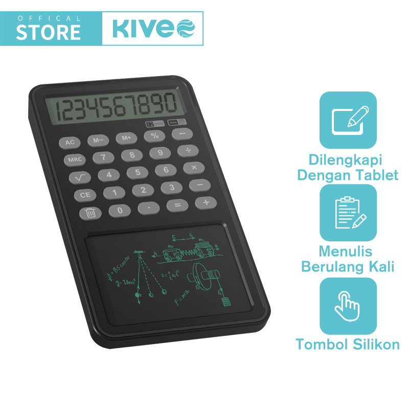 

KIVEE Kalkulator Ilmiah Mini Portabel dengan Papan Gambar dan Pena perlengkapan sekolah anak asli