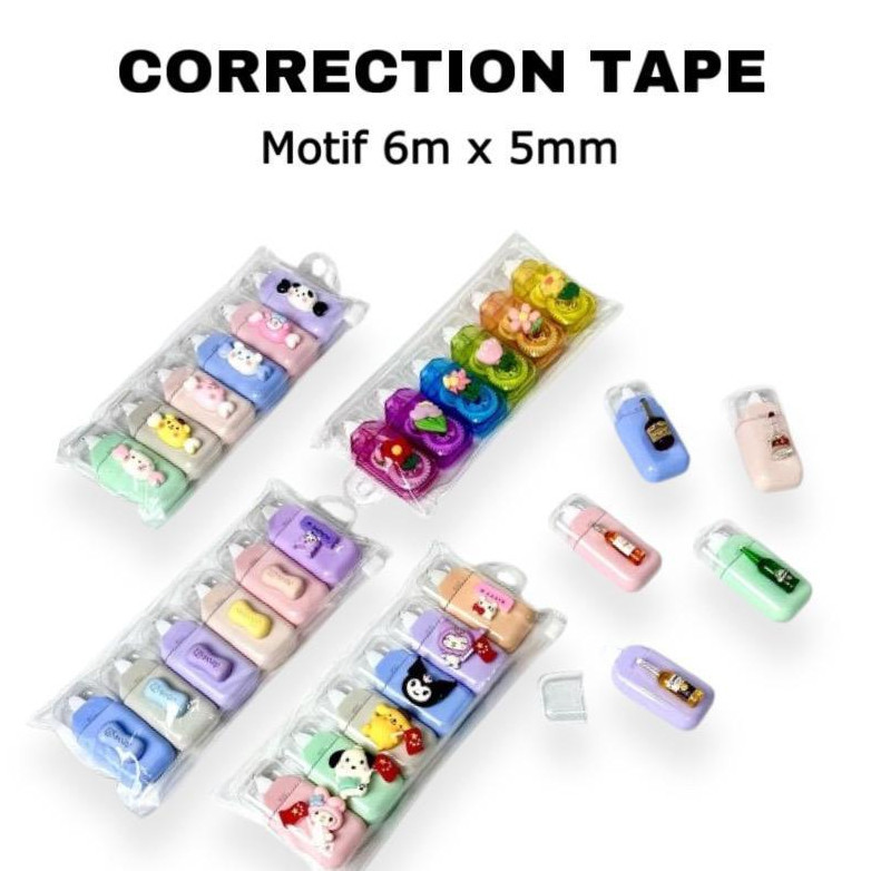 BOS Correction Tape Motif Random/Tipex Kertas/Pita Koreksi/Tip Ex
