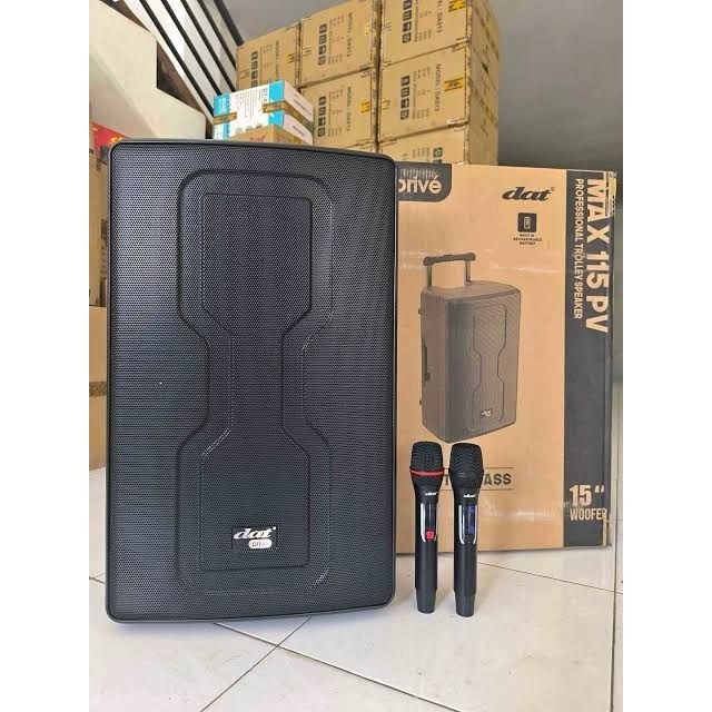 DAT 15 IN TROLLY SPEAKER DAT MAX 115 PV Profesional Trolly Speaker Free 2 Mic Wireless