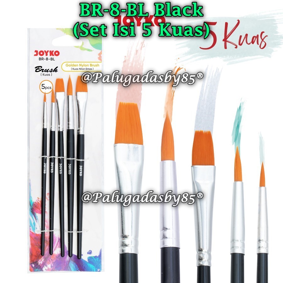 

(1 Set Isi 5 Pcs) GROSIR Kuas Cat Air JOYKO BR-8-BL / Brush Kuas Cat Air Lukis Acrylic Joyko BR-8-BL